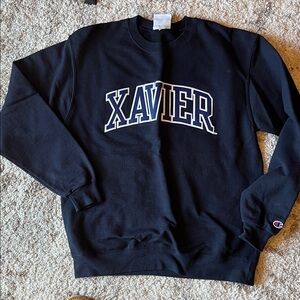 Champion Navy Crewneck Sweatshirt with Xavier Logo